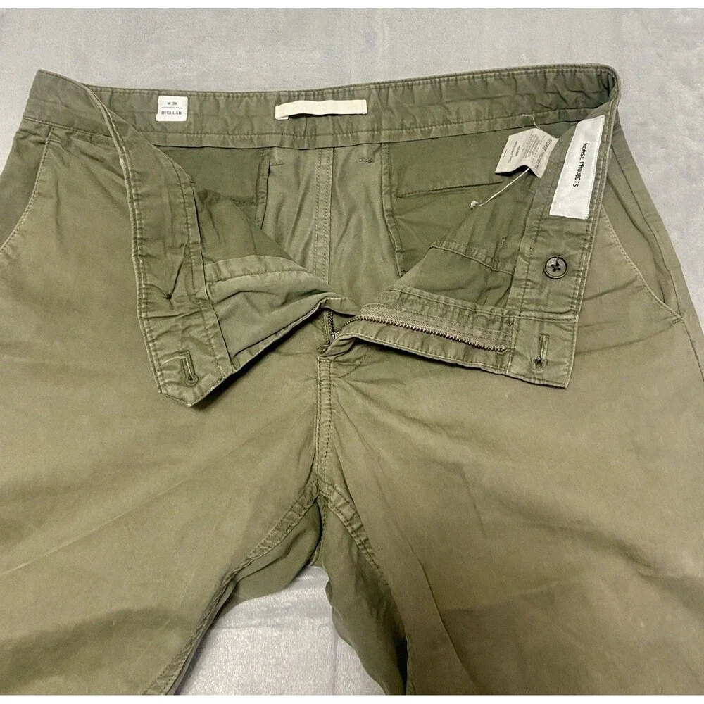 Norse Projects Aros Light Twill Chino Pants Olive Green Mens W31 Regular - Picture 11 of 16